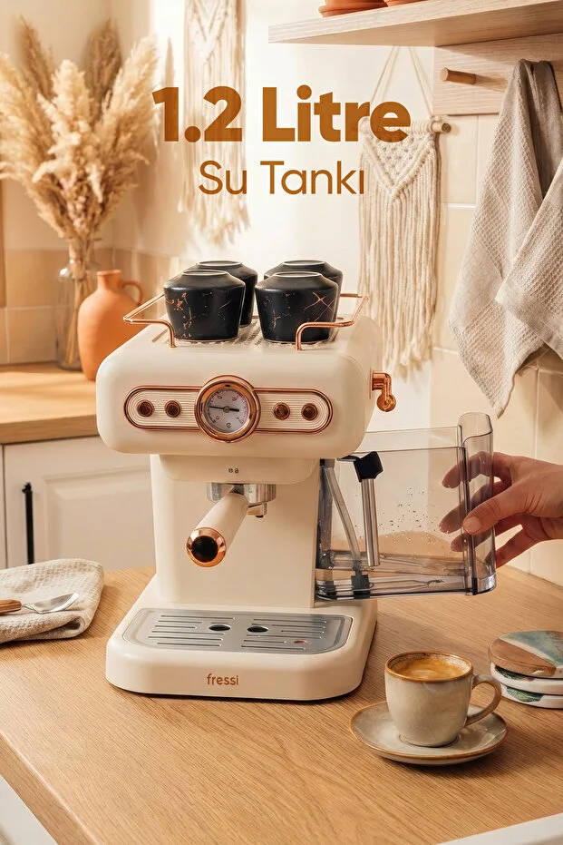 Espresso Latte Cappuccino Kahve Makinesi Süt Köpürtücülü 20bar Basınçlı